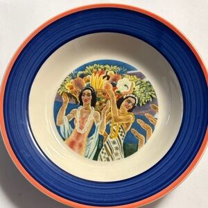 Hawaiiana Ware Gals "Festival of the Sea" 9-inch Rim Soup Pasta Bowl